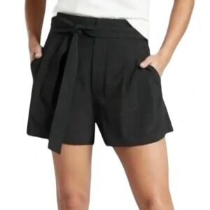 Athleta Skyline Black Paper Bag Tie High Waist Shorts Size 6 EUC